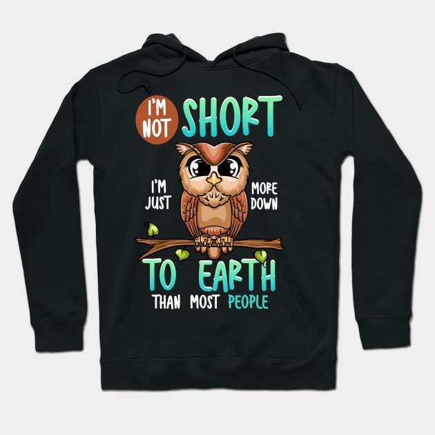 Funny I'm Not Short I'm Just Down To Earth Owl Pun Hoodie by theperfectpresents